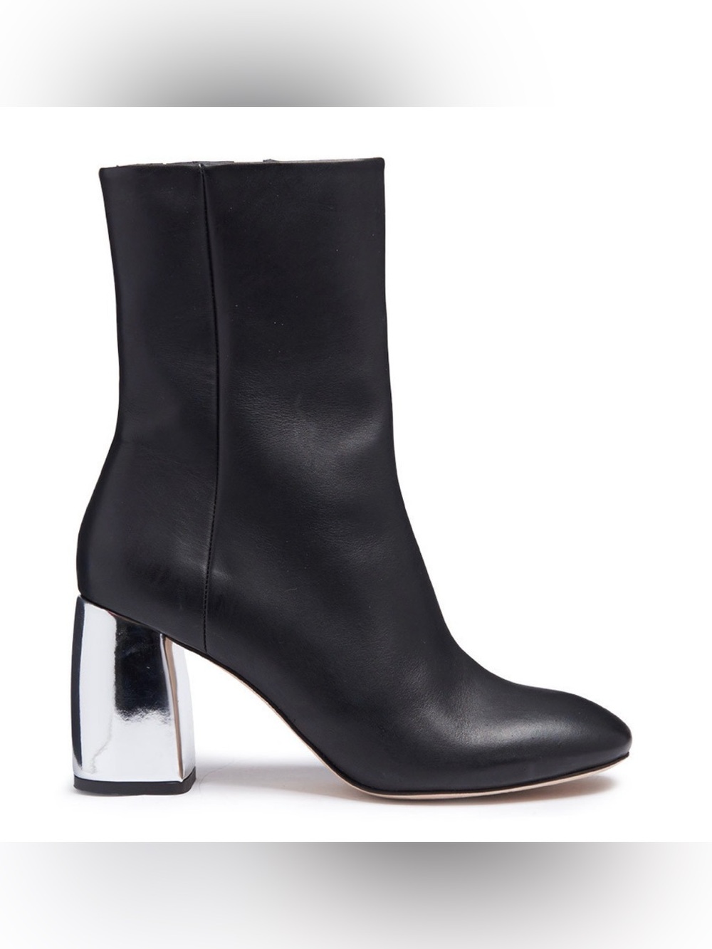 Miista Adrianne Black Silver Leather Ankle Boots with Block Heel